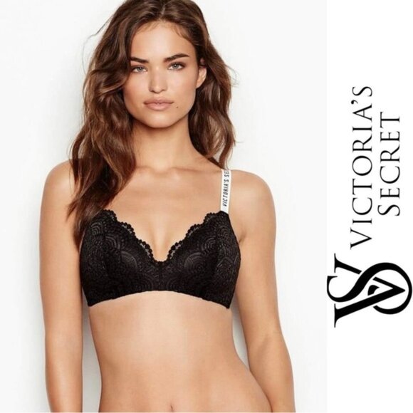 Victoria's Secret | Black Logo T-Shirt Lightly Lined Wireless Bra | Size 34A - Picture 1 of 11